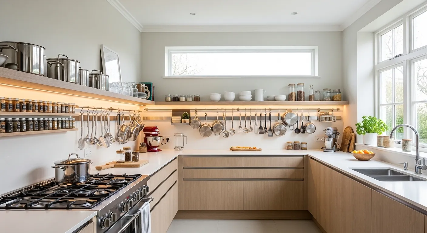 22 Maximizing Kitchen Storage With Wall Mounted Racks Rails