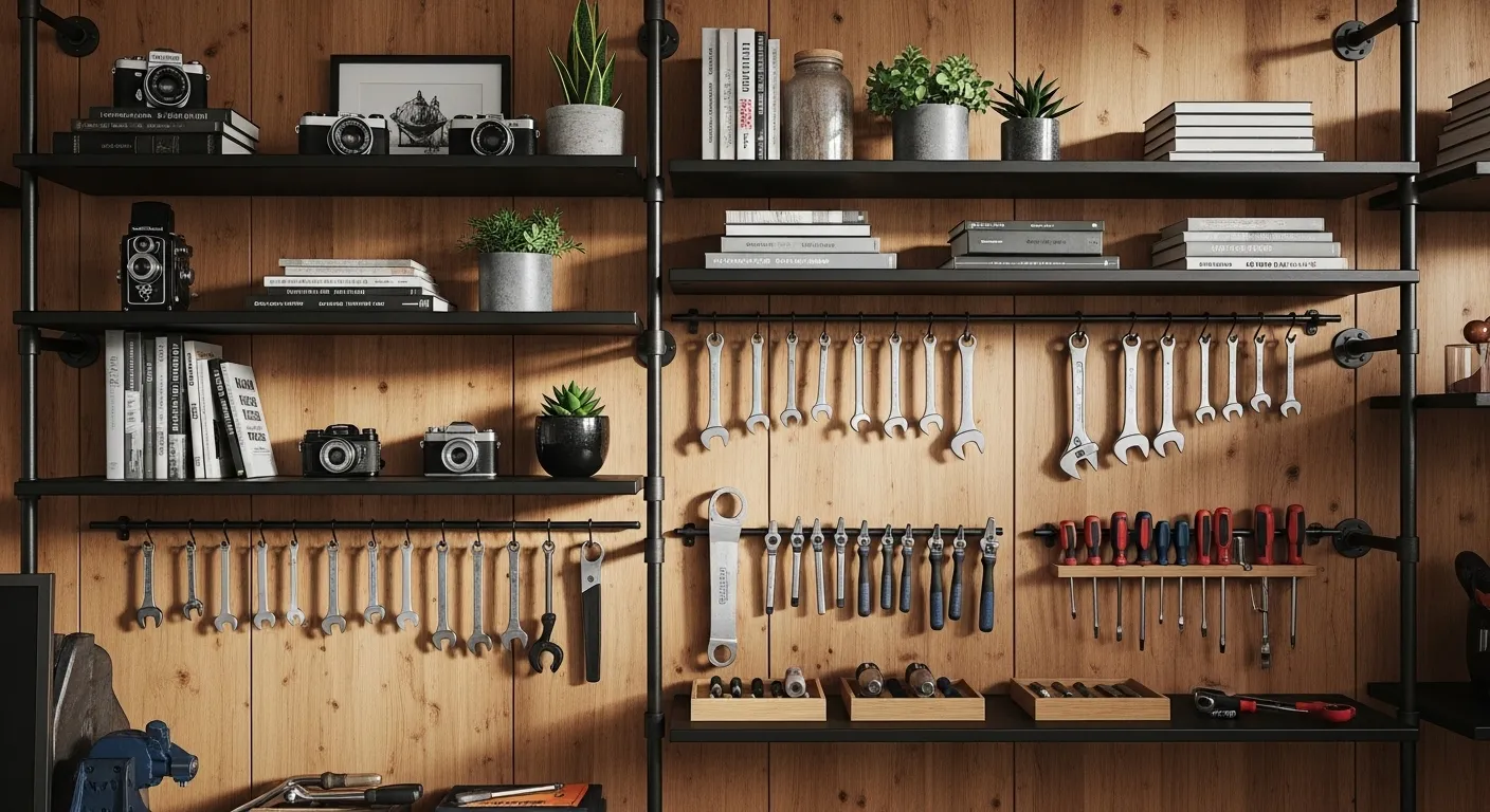 17 Industrial Wall Storage Using Wood & Metal