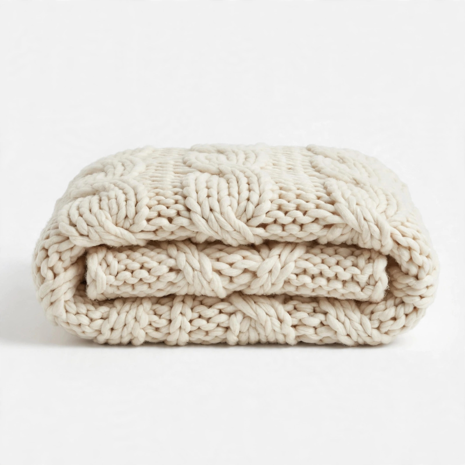 Bigacogo Chunky Knit Throw Blanket, 40 x 60 inch, Beige