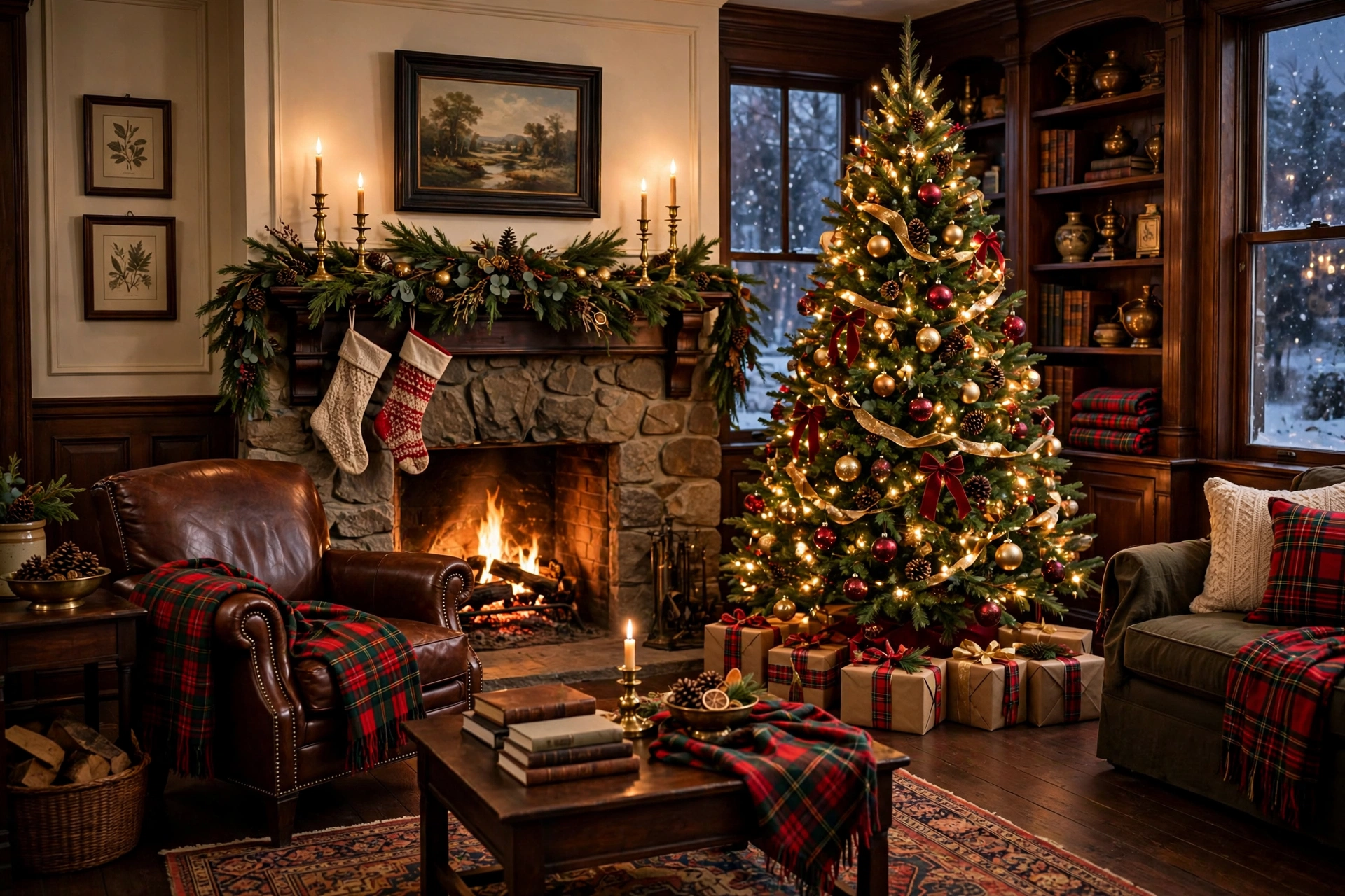 Ralph Lauren-Style Christmas Decor: Classic Tartan, Leather and Heritage Warmth